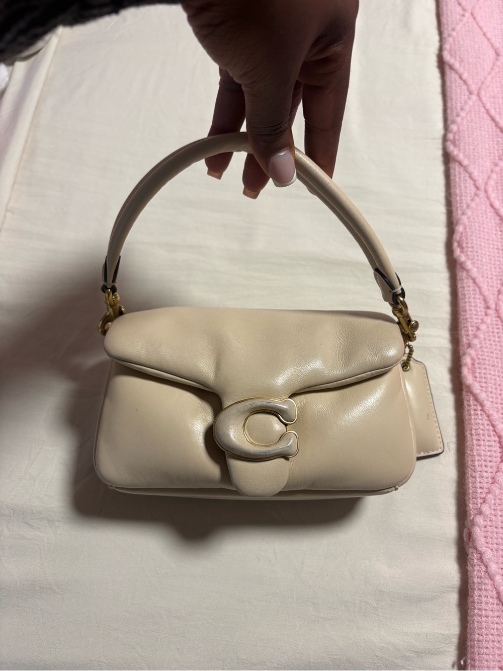 Coach Cream Leather Mini Top-Handle Bag with Signature 'C'